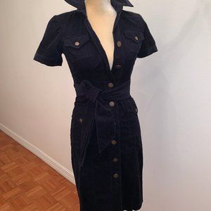 Diane Von Furstenberg Blue Corduroy Dress Size 0